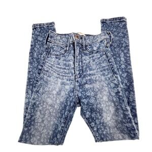 Abercrombie Kids Girls Blue Floral Acid Wash Super Skinny Jeans Size 8 2X1987